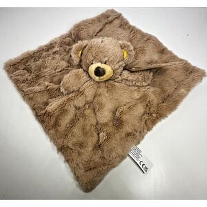 Kellytoys Brown Bear Luxe Baby Security Blanket Plush Lovey rattle Satin ear NEW